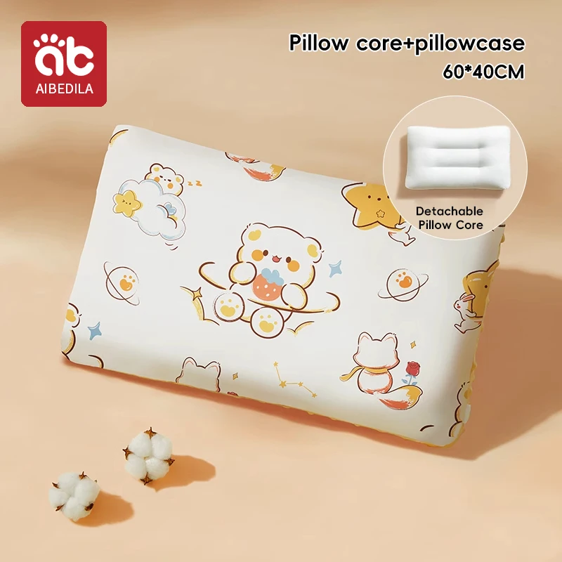 AIBEDILA Toddler Pillow Double Sided Breathable Soft Cotton Kids Pillow 50-30cm Neck guard Skin-friendly Small Pillow 1-6Y