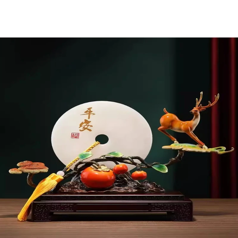 Safe buckle deer, persimmon ruyi ornaments, living room entrance, home decoration, housewarming, new home gifts