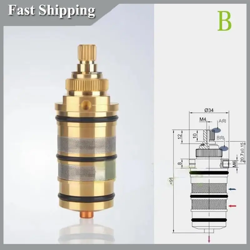 A91P Brass Replacement Thermostatic Spool Cartridges Faucet Cartridges Thermostatic Valve Constant Temperature Control Spool