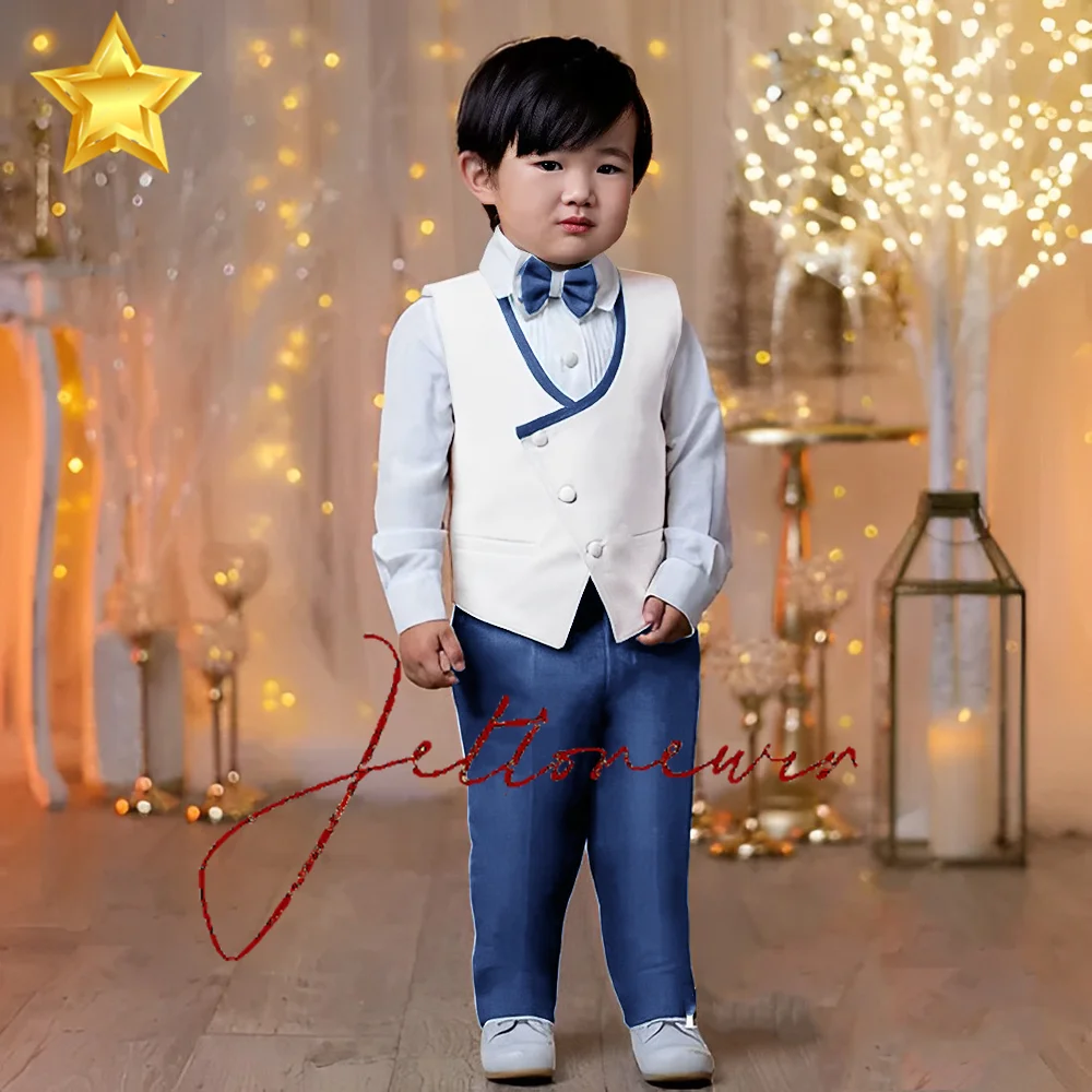 Boys Suit Set Wedding Formal Kids Flower Child Outfit Party Ceremony Birthday Costume Vest Pants 2 Pieces 2-16 years old