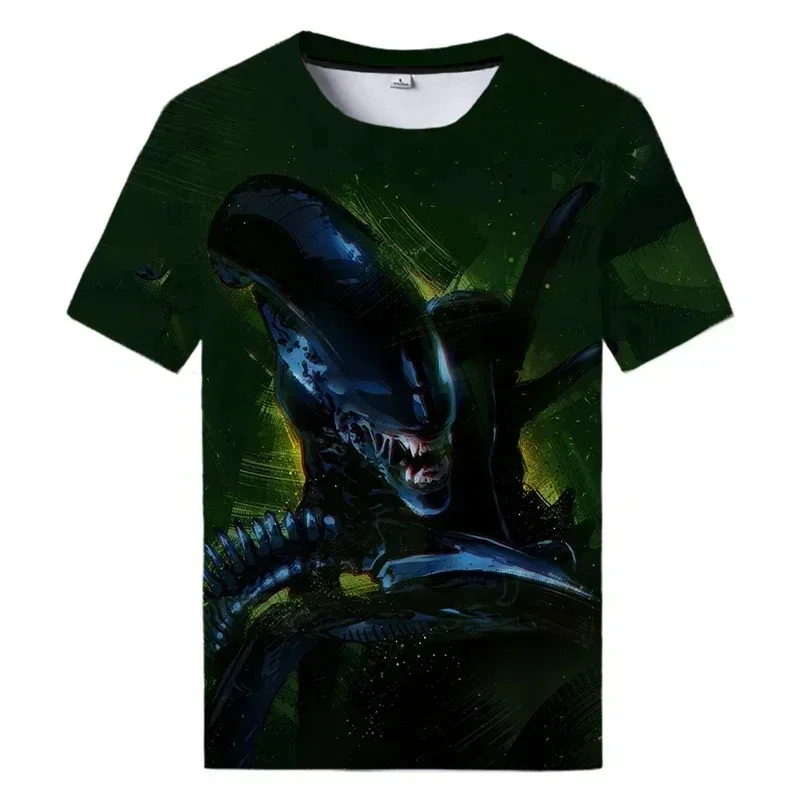 Summer New Alien Art Printing T-shirt 3D Male Female Casual Tee Shirt Fashion Terrifying Alien Movies Pattern Harajuku Style Top