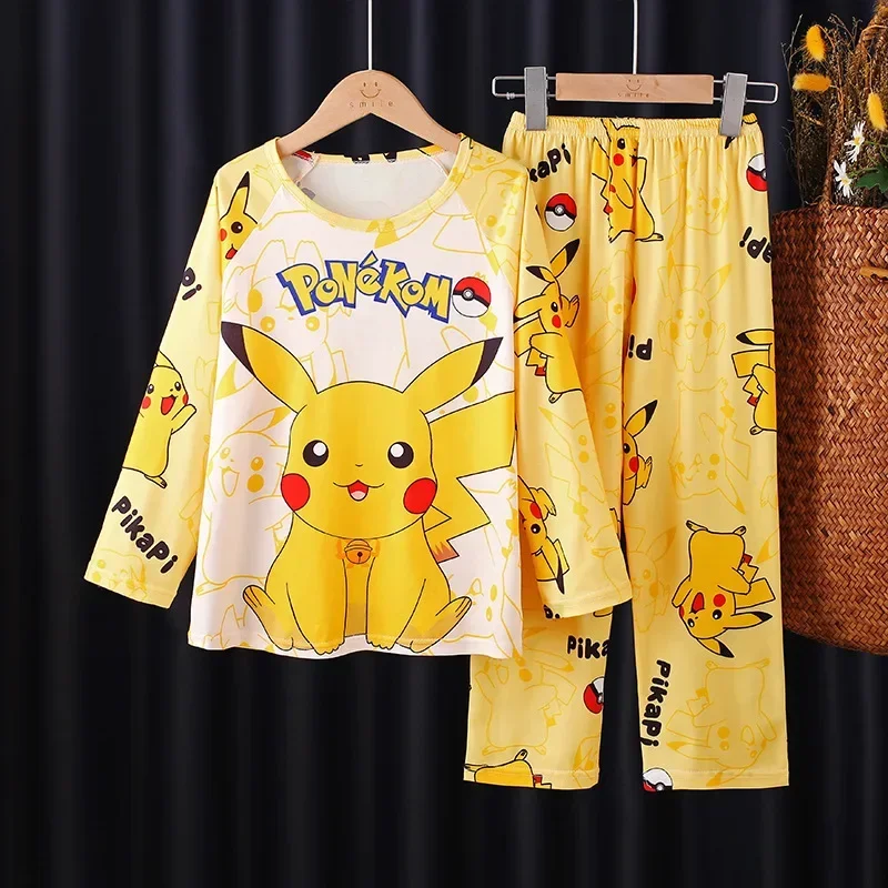 2pcs/set Pokemon Pikachu Kids Pyjamas Cute Cartoon Boys Girls Autumn Pajamas Sets Soft Home Clothing Children Holiday Gifts