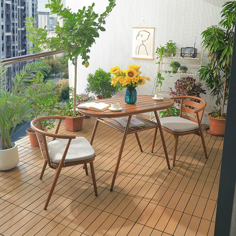 Nordic outdoor table and chair combination  rattan chair three-piece villa