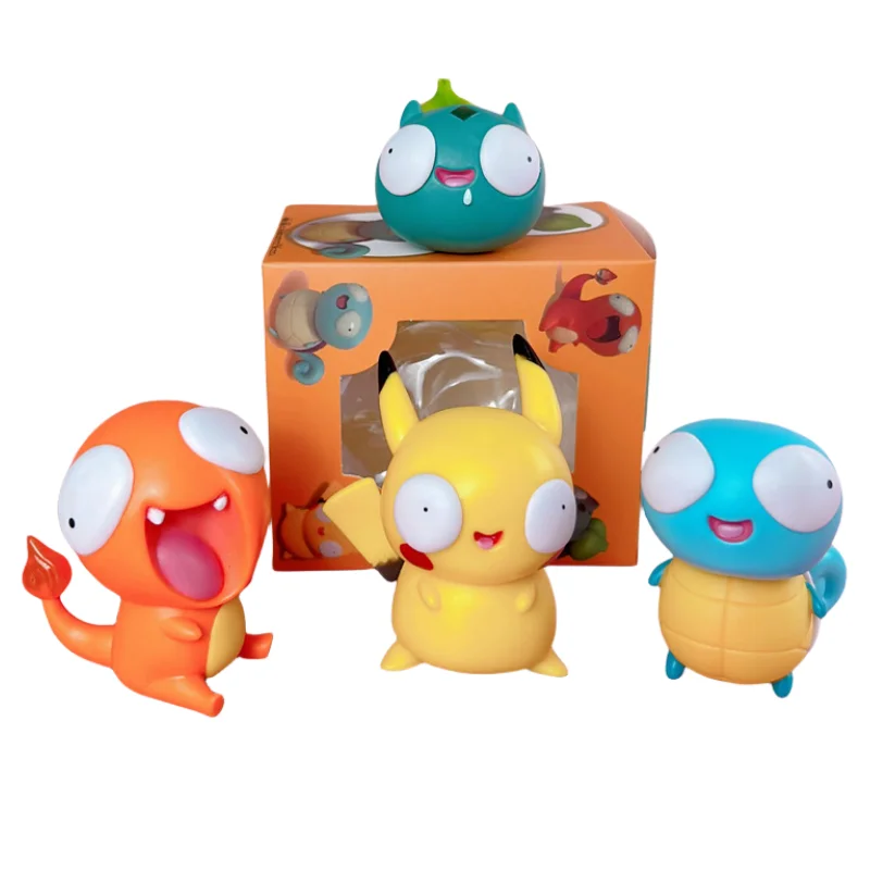 Pokémon anime figura de ação bonito olhos grandes engraçado charmander bulbasaur modelo ornamentos alto valor carro decoração para casa brinquedos do miúdo presente