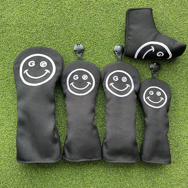 smile Golf Club #1 #3 #5 Wood Headcovers Driver Fairway Woods Cover  cloth High quality Putter Head Covers