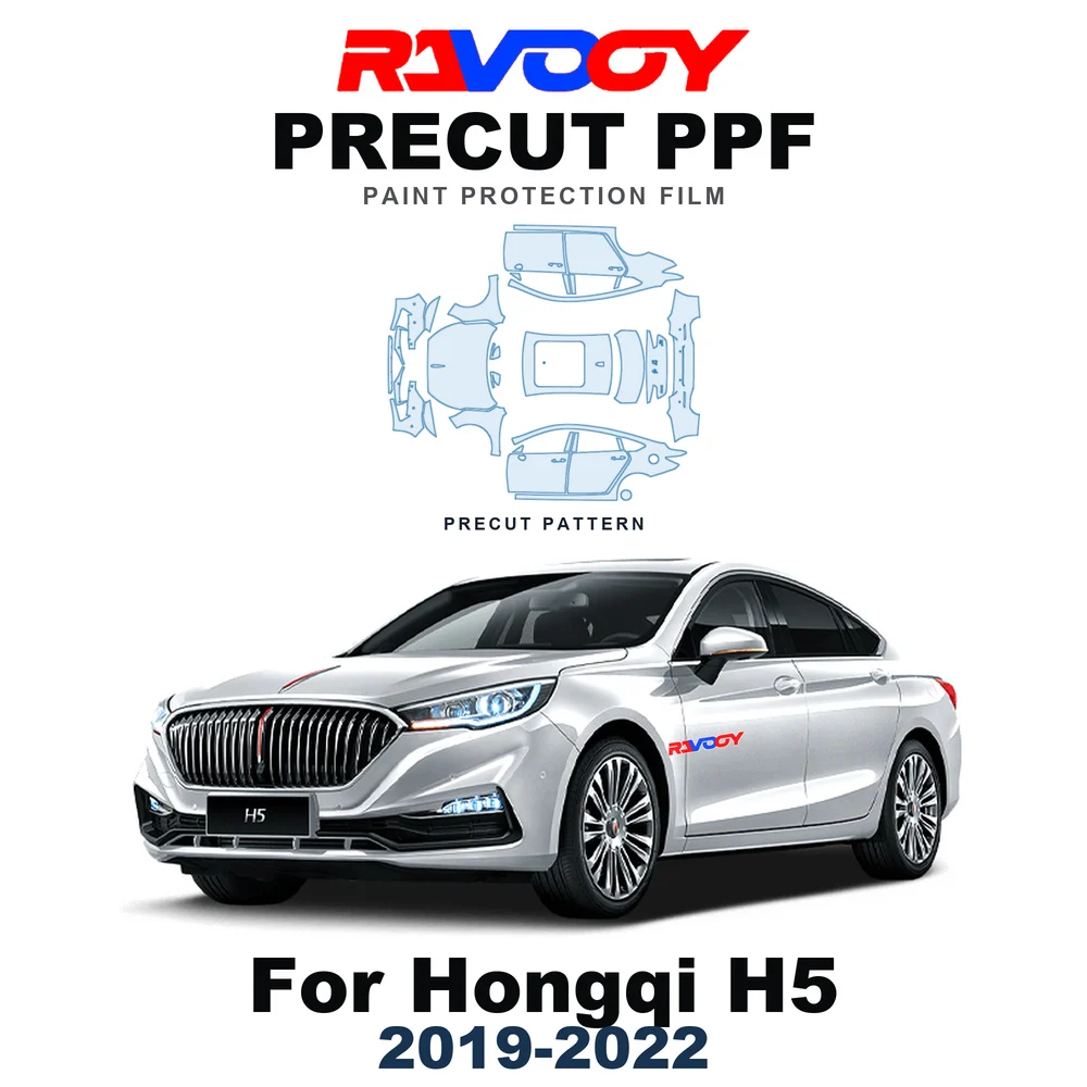 Precut PPF For Hongqi H5 2019-2022 8.5mil TPU Paint Protection Film Hood Bonnet Bumper Headlight Self-Healing Clear Kit Fenders