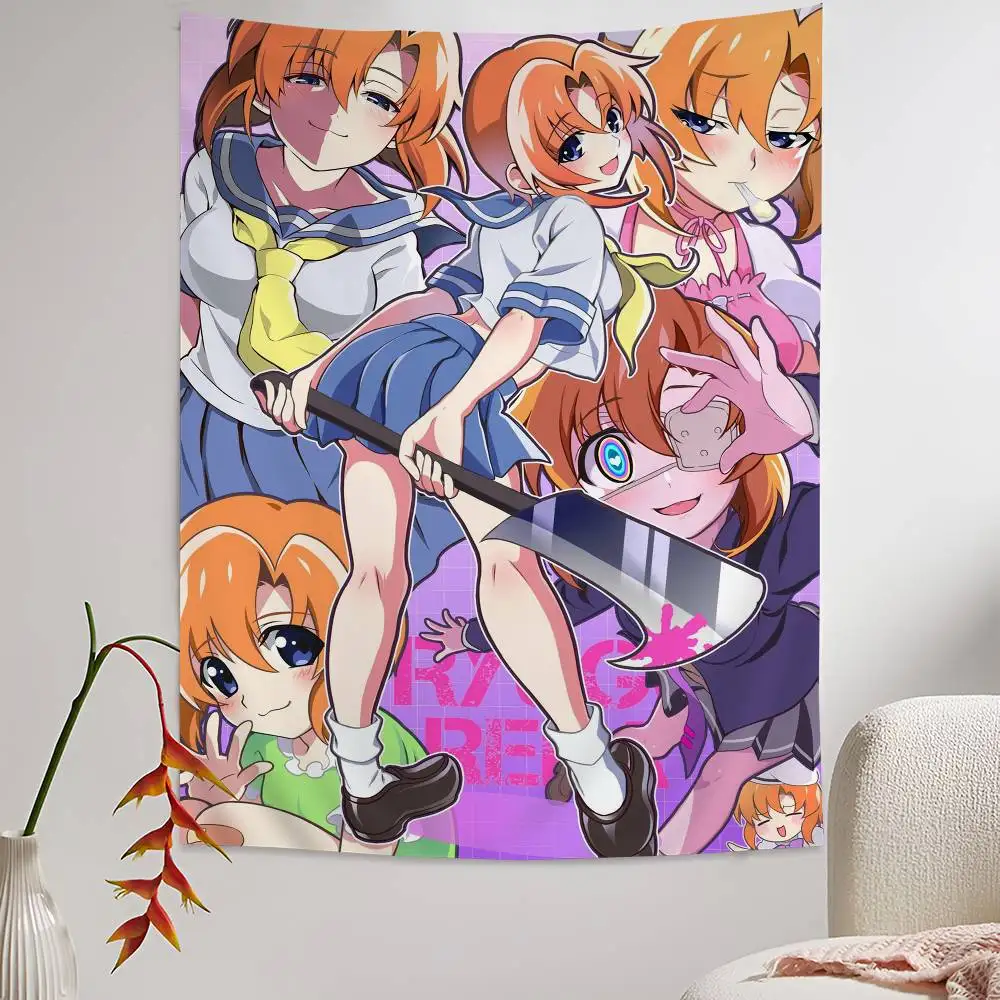 أنيمي خمر Higurashi عندما يبكون الرسم البياني نسيج لغرفة المعيشة ديكور المنزل ديكور فني للمنزل #6