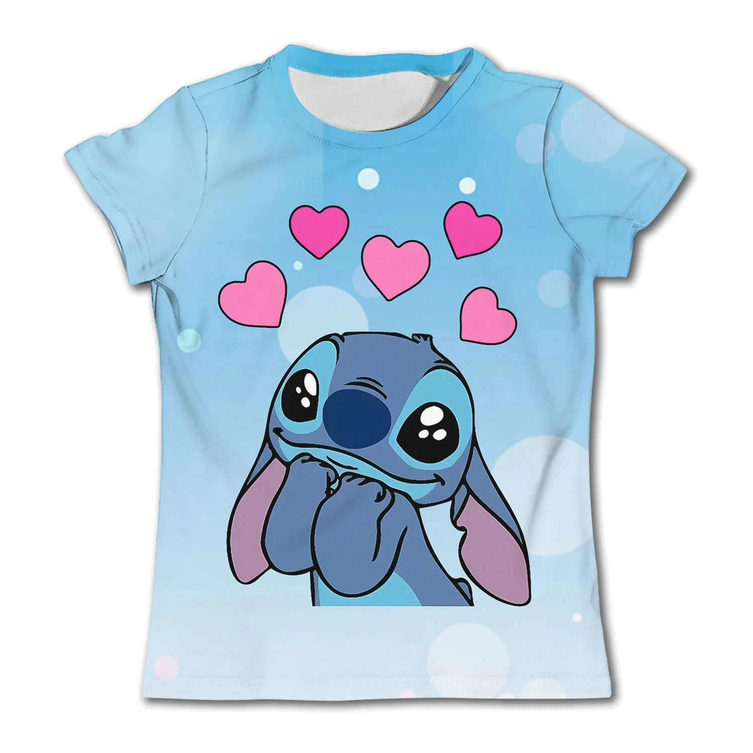 Cute Stitch Printed Girl Cartoon T-Shirt Children\'s Short Sleeve Summer Casual T-Shirt Boys Sports Shirt Quick Drying Tops Tee