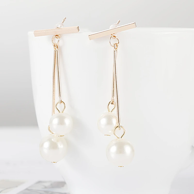 Korea Imitation Pearl Earring Elegant Female Women Long DropEarring Weeding Jewelry Brincos Cheap Wholesale