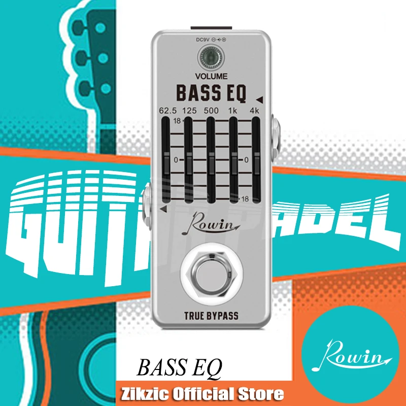 Rowin Bass EQ Pedal, 5-Band EQ Pedal Electric Bass Equalizer Provides ±18dB for Each Band EQ Seeker for Bass True Bypass
