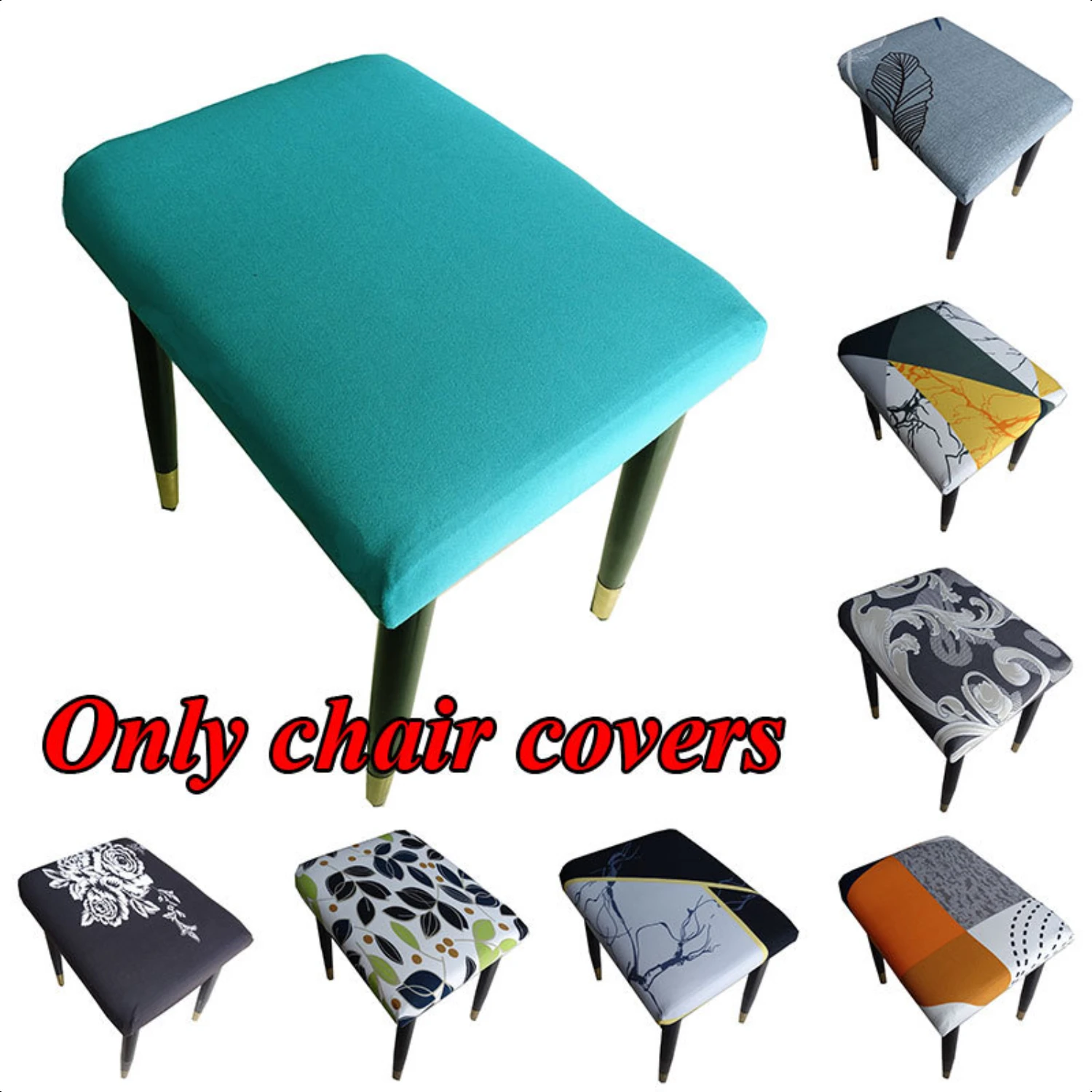 Soft, Elastic, Anti-Slip Solid Printed Rectangular Stool Cover - Chair Slipcovers Included for Added Protection and Style - Extr