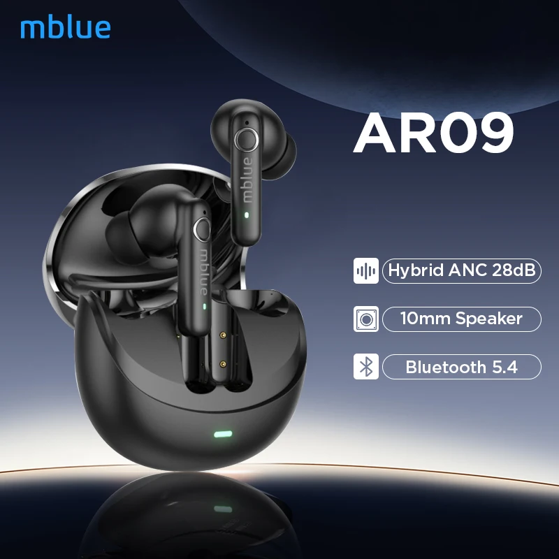 MEIZU Mblue AR09 ANC Bluetooth 5.4 Наушники Беспроводные 28 дБ Hybrid ANC Hi-Res LDAC Наушники 6 микрофонов 34H Обнаружение вкладышей MEIZU Mblue AR09 ANC Bluetooth 5.4 Наушники Беспроводные 28 дБ Hybrid ANC Hi-Res LDAC Наушники 6 микрофонов 34H Обнаружение вкладышей