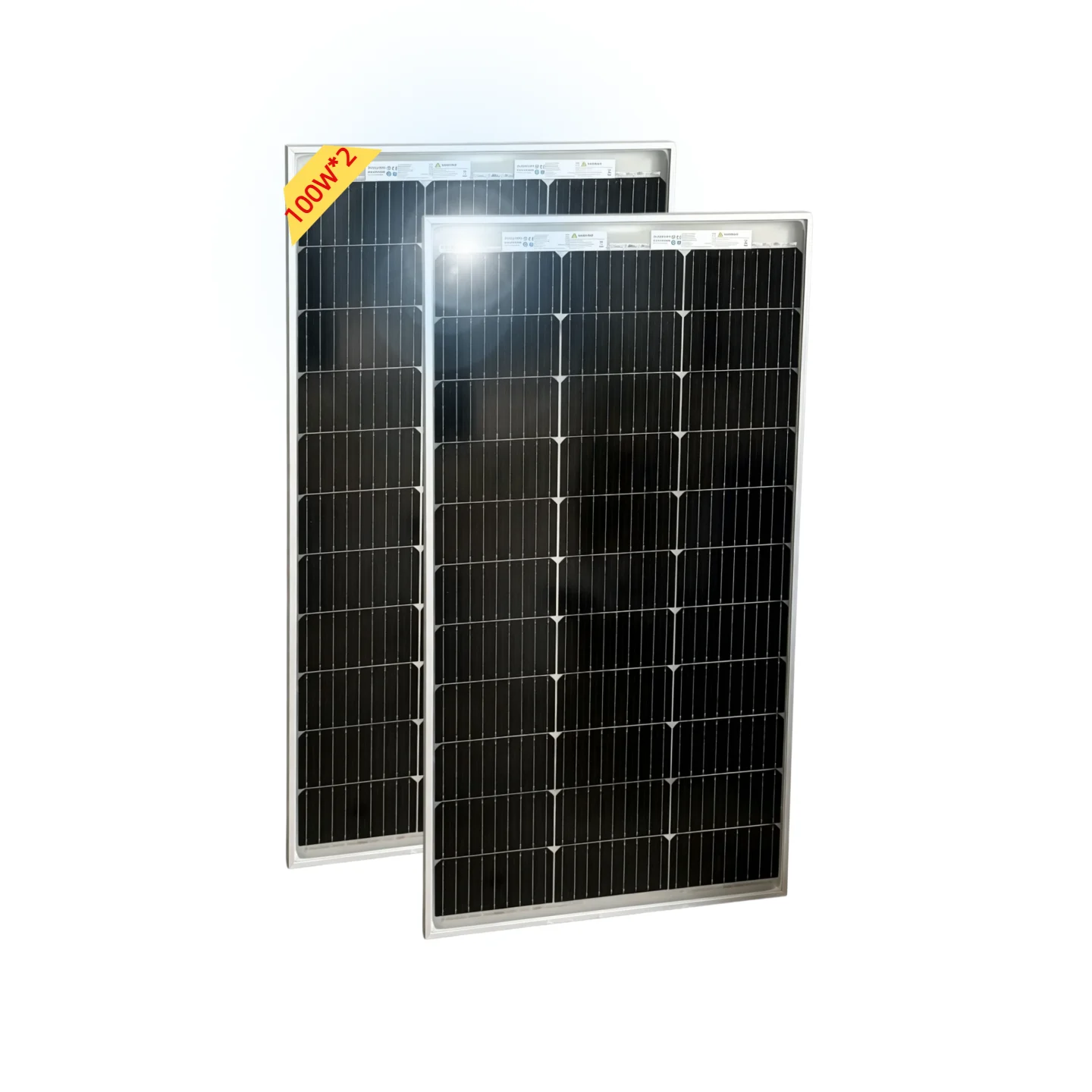 200W Bifacial Transparent Monocrystalline Solar Panel 100W*2Pcs for RV Camper Boat Car Ship