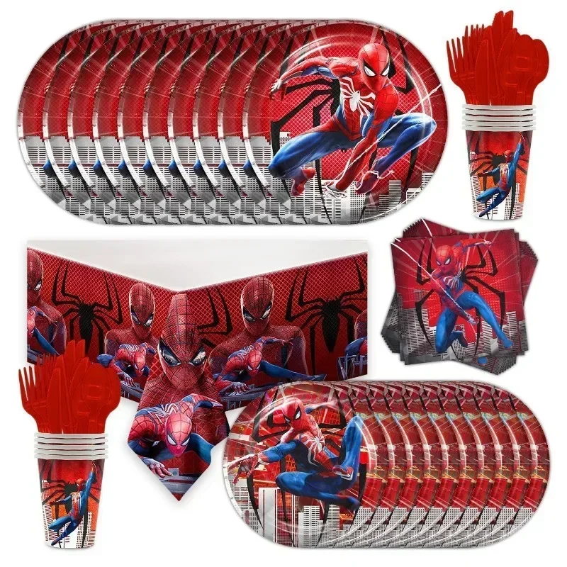 Decoración de vajilla desechable temática del superhéroe Spider-Man de la fiesta de cumpleaños de Marvel Kids