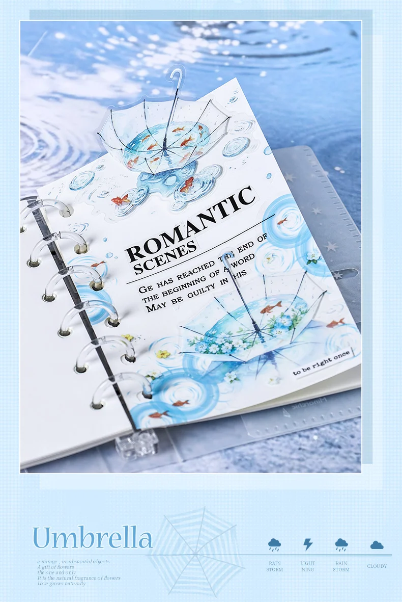 Journal GO 30 Stück Niedliche Regenschirm-Aufkleber für Kinder Geschenk Schreibwaren Scrapbooking Sticker Collage Jun Journal Zubehör – Detail 5