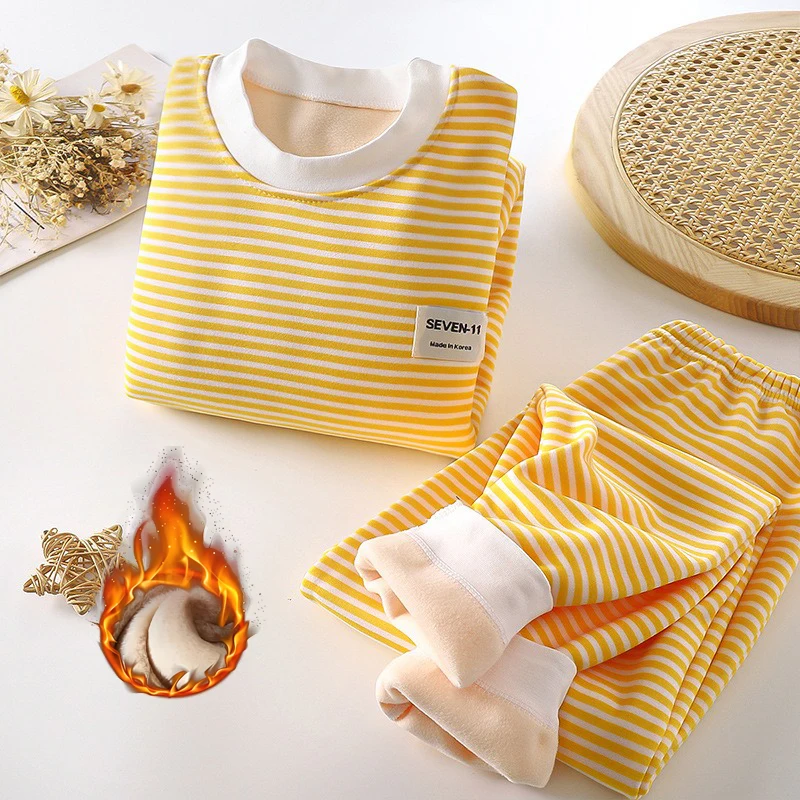 Children's Velvet Underwear Set Autumn/Winter New Thickened Warm Underwear Base Set