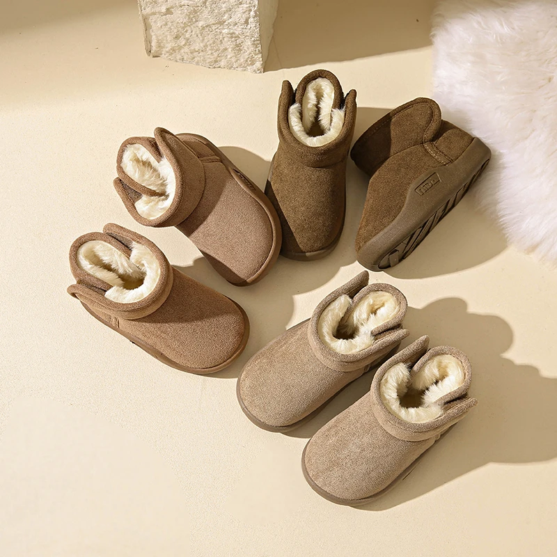 

2025 Winter New Children Casual Ankle Cotton Boots for Girls Boys Fashion Korean Style Soft Bottom Anti-slippery Versatile Shoes
