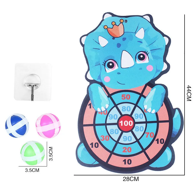 Children Cartoon Animal Dart Board Sticky Ball Indoor & Outdoor Dart Games Toy Family Interactive Educational Toy for Kids Gift