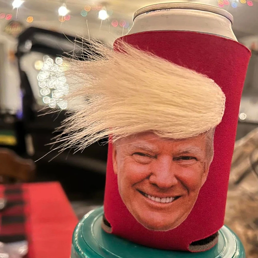 Trump Funny Hair Drink Insulated Sleeves Donald Trump Drink Can Cooler Beer Beverage Holder for Cans Bottles Pint Glasses Coffee