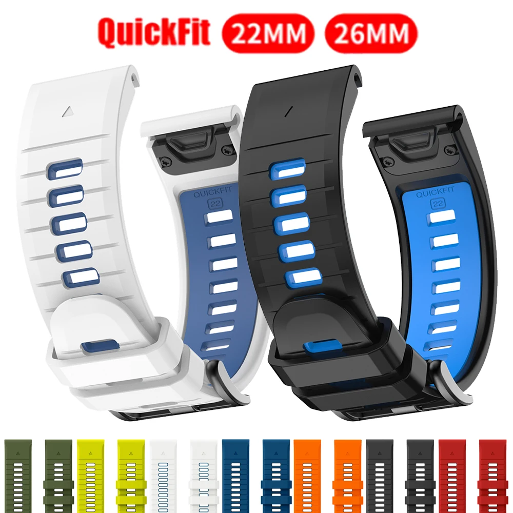 QuickFit Sports Breathable Band For Garmin Fenix 8 7X Pro 51mm 47mm Tactix 8 7 Pro Forerunner 970 Epix 22mm 26mm Silicone Straps