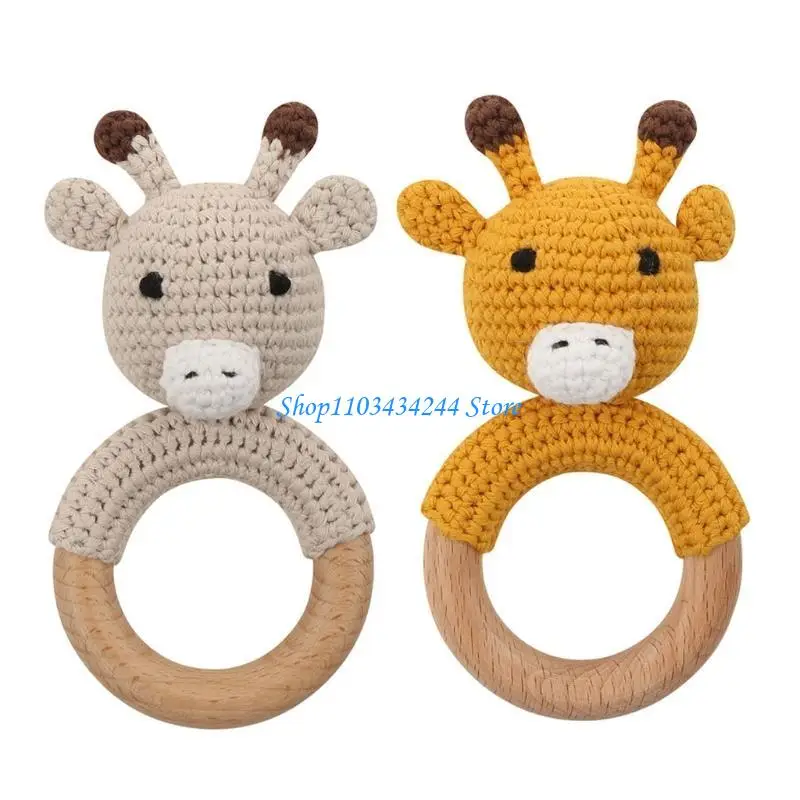 

G2TC Wooden Rings Rattle DIY Crafts Teething Rattle Amigurumi For Baby Cot Hanging
