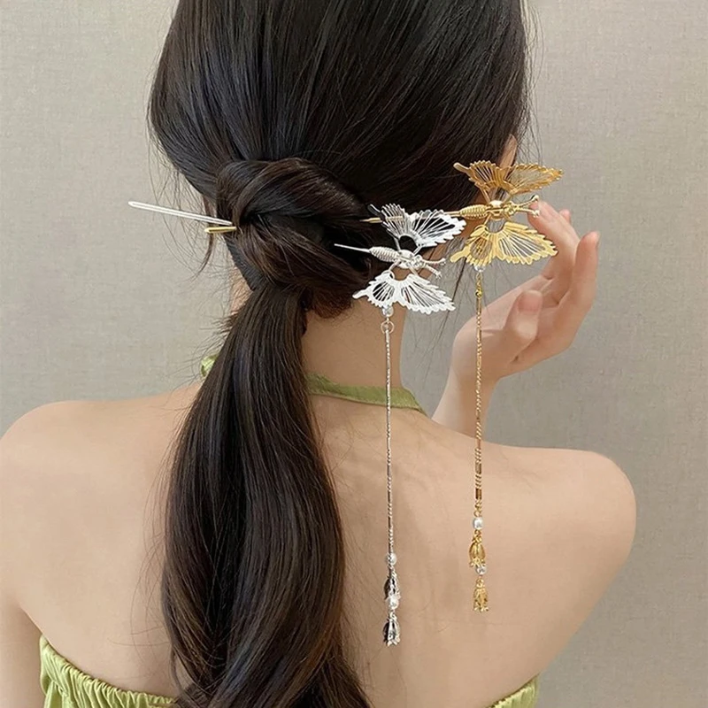 

Chinese Style Butterfly Hair Clip For Women Hair Stick Pins Handmade Hairpins Charm Jewelry Accessories Hair Ornaments