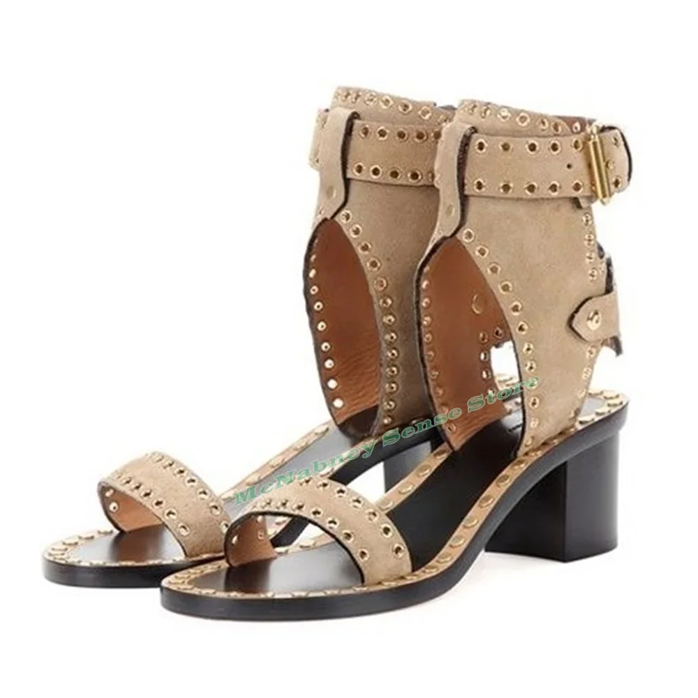 Niet Schnallen neuen Stil Sandalen offene Zehen klobige High Heels feste Träger sexy Frauen Schuhe Sommer Party Designer Mode Sandalen