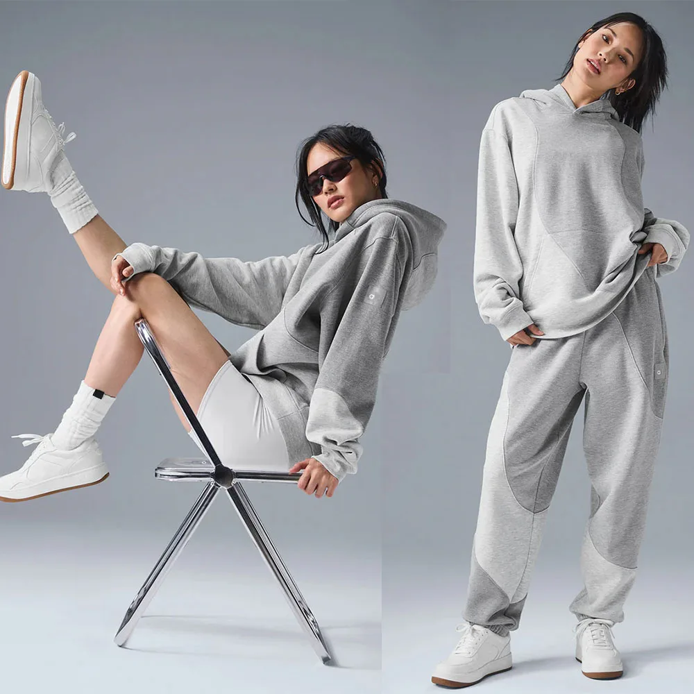 Make Waves Athletic Heather Grey Tonal Hoodie Women's Autumn Hoodie+pants Two-piece Set Fashionable Casual Jogging Sports Set