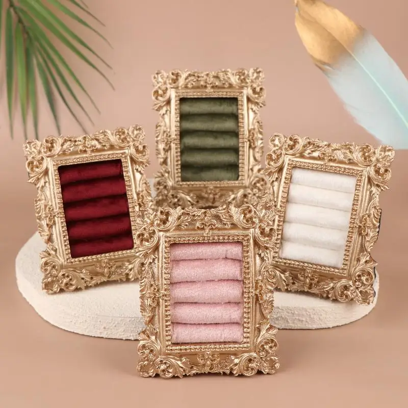 Retro Chic Square Ring and Earring Display Stand, Storage Tray, Shop Decorative Highlight, Photography Prop