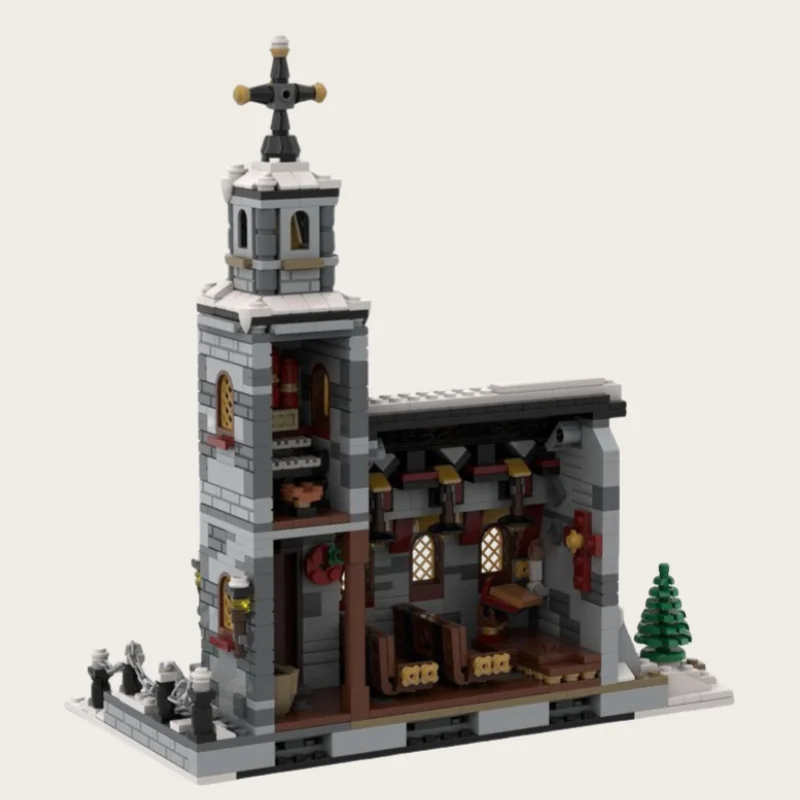 MOC blocos de construção Natal Inverno Igreja modelo de construção brinquedo blocos de construção set1074pcs