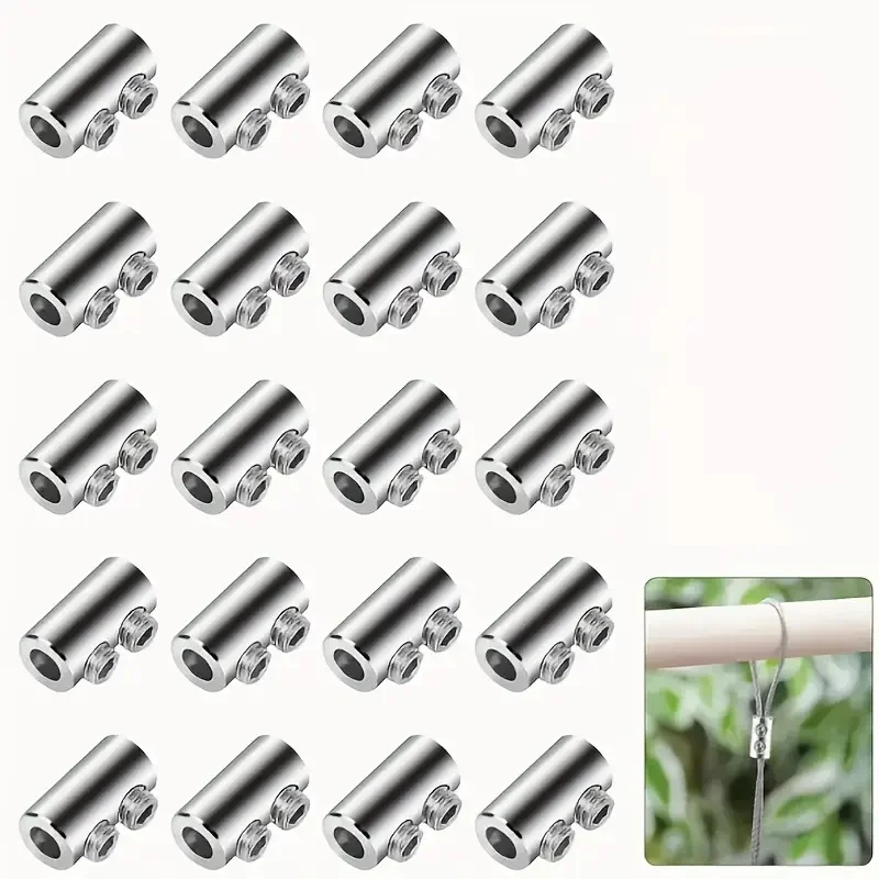 

60 шт. замки для троса из нержавеющей стали, зажимы с двойным отверстием - регулируемые | Для дома своими руками, кемпинга