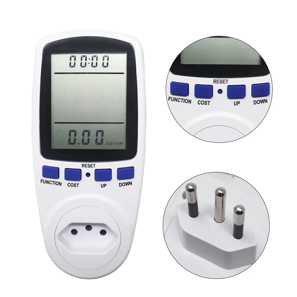 AC 220V Brazil BR Plug Socket Power Meter Energy Saving Meter Wattmeter Digital Power Consumption Watts Digital Electricity KWh