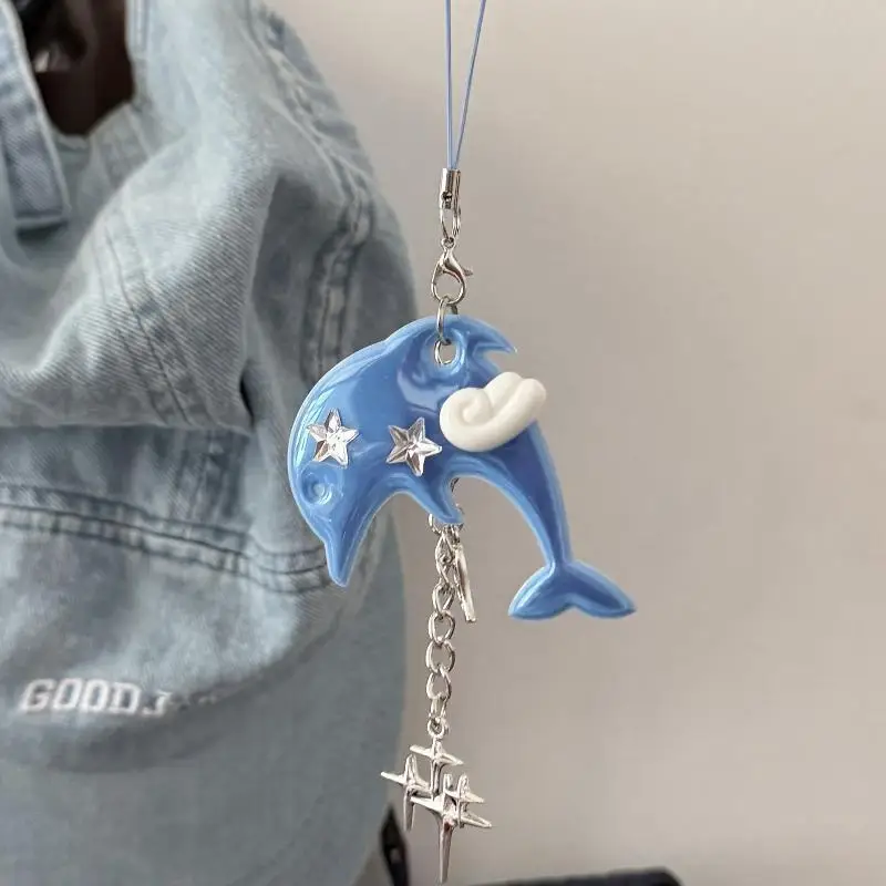 Niedlicher Y2K-Delfin-Schlüsselanhänger im koreanischen Stil, Vintage-Cartoon-Delfin-Anhänger, Handyband für Tasche, Geldbörse, Rucksack-Dekoration – Detail 13