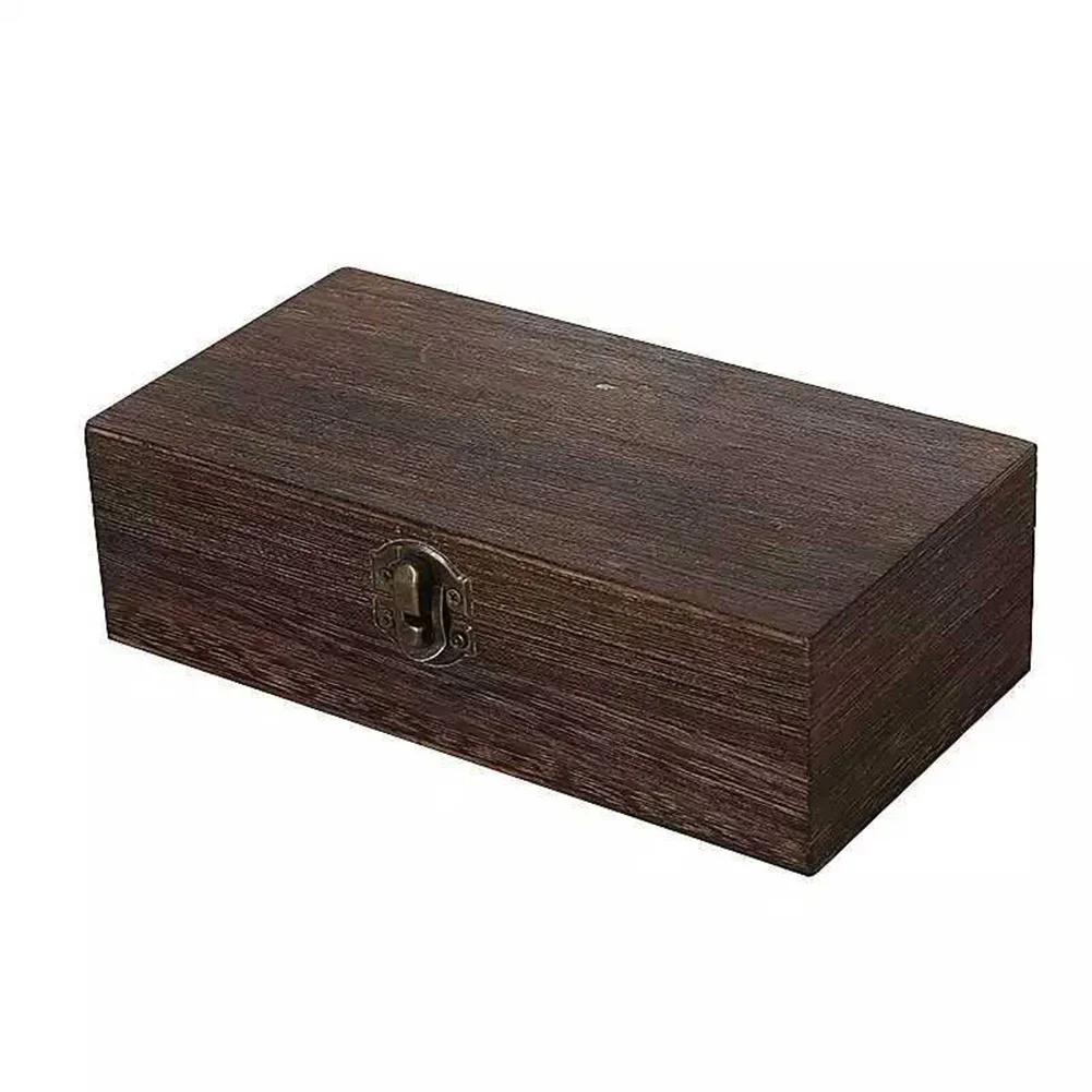Wooden Storage Box Rectangular Retro Box Hinged Clamshell Gift Box Desktop Jewelry Cosmetics Sundries Storage Case Box Container