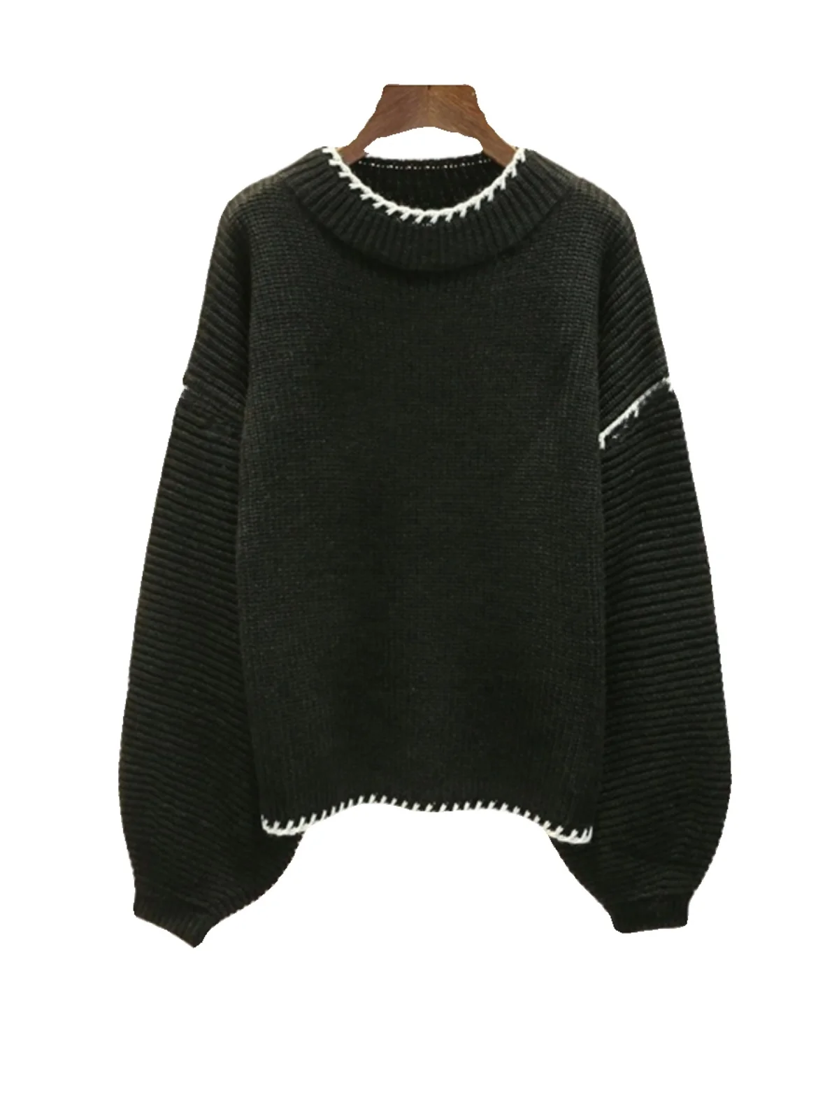 

High-End Women's Sweater Casual Loose Bubble Sve Color Blo Knitted Top Faionable Versatile Fem Clothing