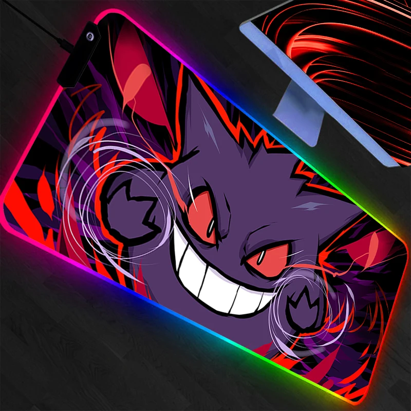 RGB Large Mouse Pad Pokemon Pikachu Gamer Keyboard LED Mousepad Pc Computer Desk Mat Gaming Pad Backlight Mouse Mats For Csgo