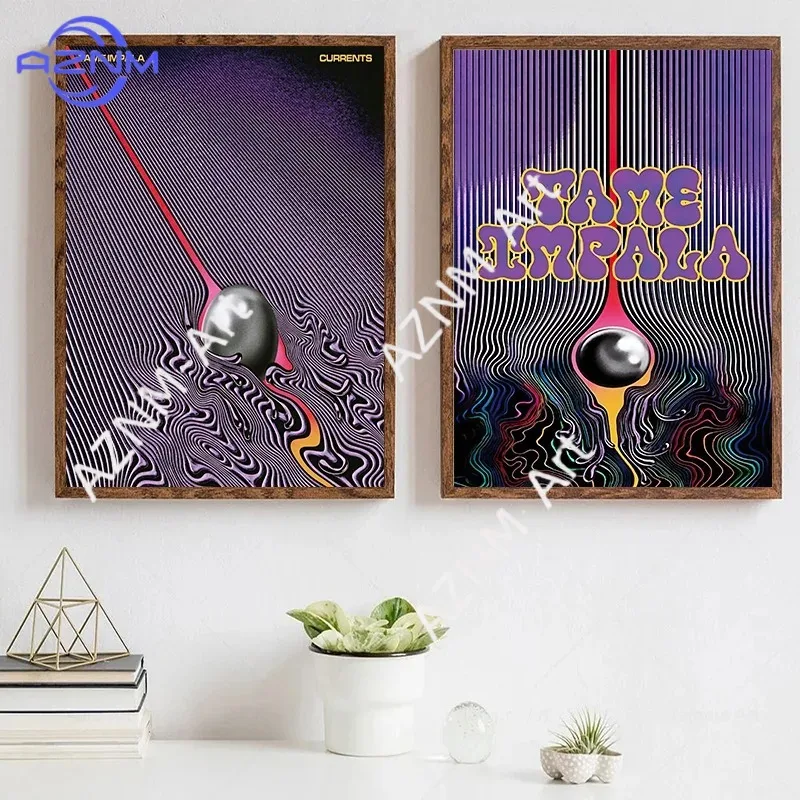 Tame Impala Psychedelic Rock Currents Albumcover, minimalistischer Wandkunstdruck, Leinwandgemälde, Poster für Wohnzimmer, Heimdekoration