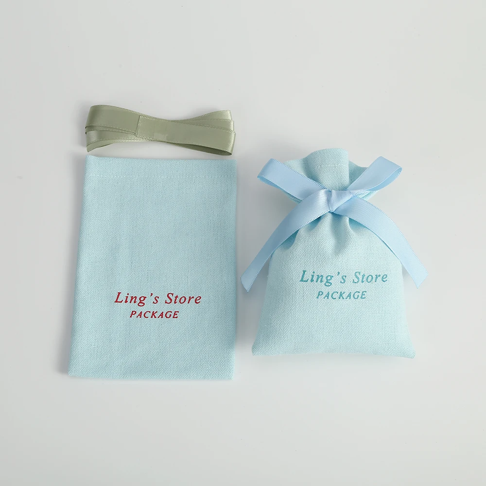 

50 шт., голубой персонализированный логотип, ювелирные изделия, муслиновая хлопковая лента, сумка для свадьбы, дня рождения, органайзер для конфет, мешковина, серьги
