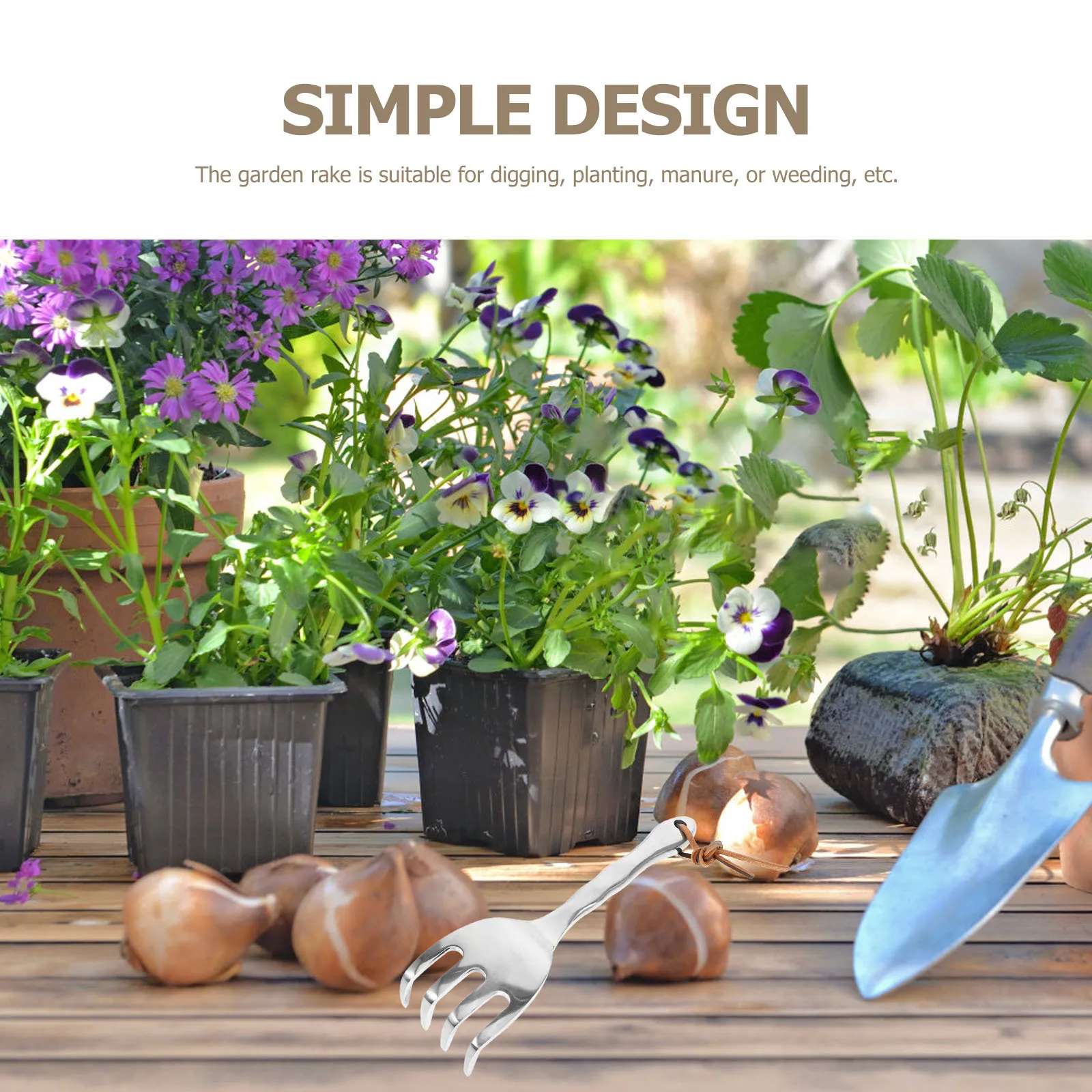 

Gardening Small Hand Metal Sturdy Lightweight Garden Tool For Weeding Planting Soil Loosening Yard Outdoor Use Hand Cultivator