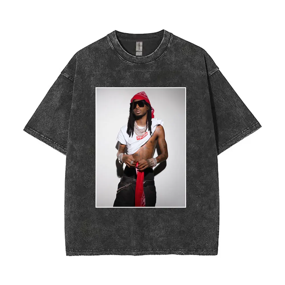 

Washed Vintage Rapper Playboi Carti Inspired T-shirt Men Women Hip Hop Fashion Oversized T Shirts Men's Casual Cotton T-shirts
