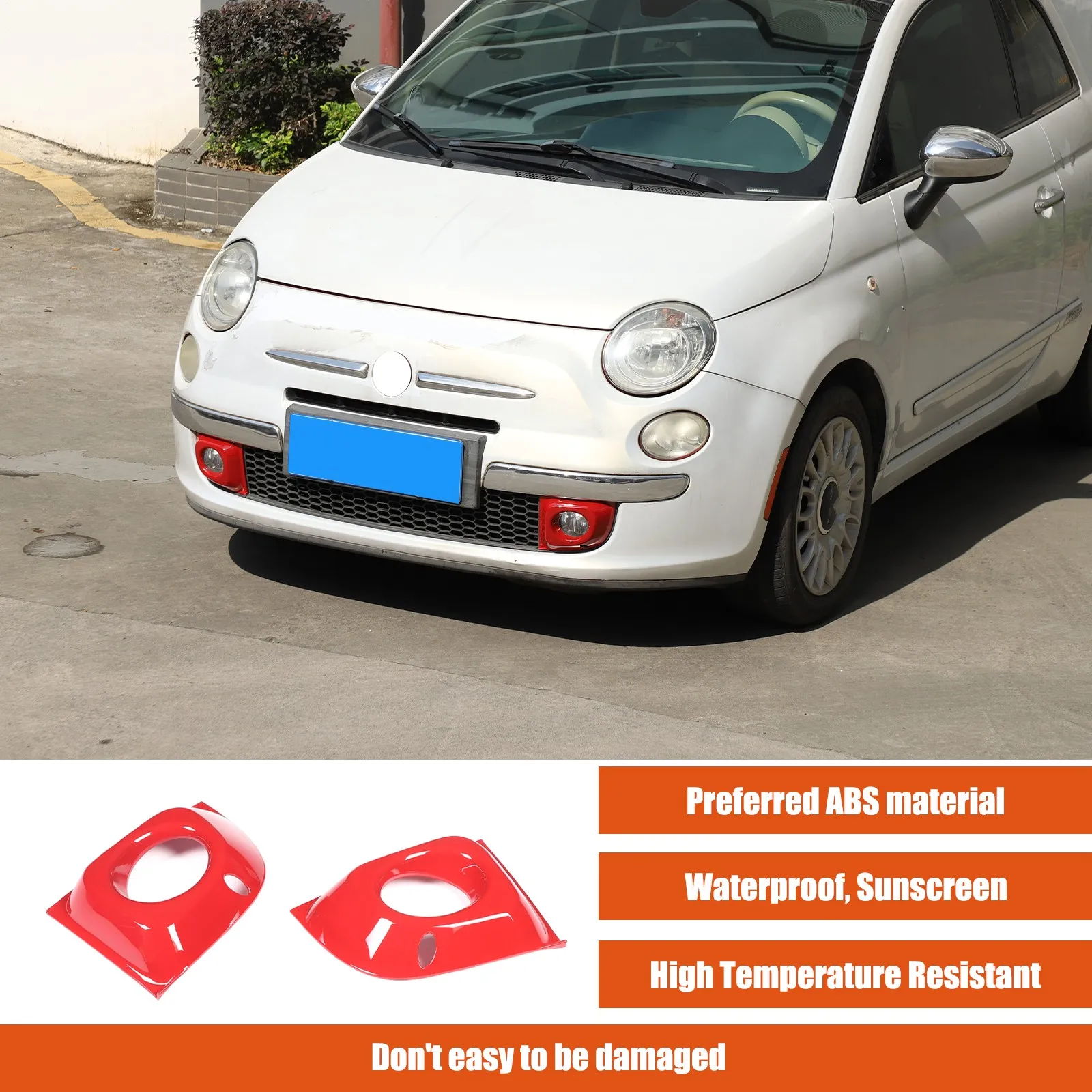 2PCS ABS Sport Red Car Front Fog Light Cover For Fiat 500 2011 2012 2013 2014 2015 Fog Lamp Decorative Accessories Trim