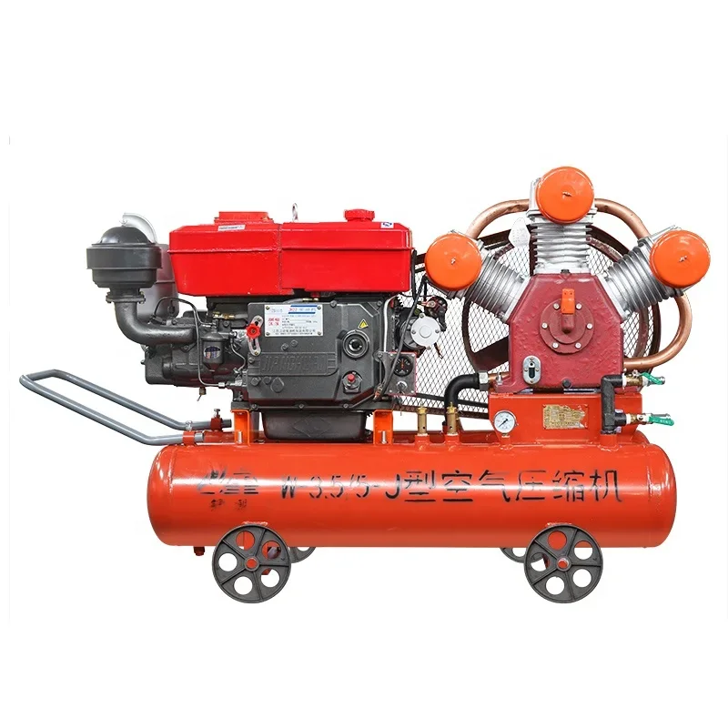 Small Piston Air Compressor Rotary Diese Industrial Engine Pump Ga Tank Core Portable 250 CFM 3 Cylinder Mining Use Red