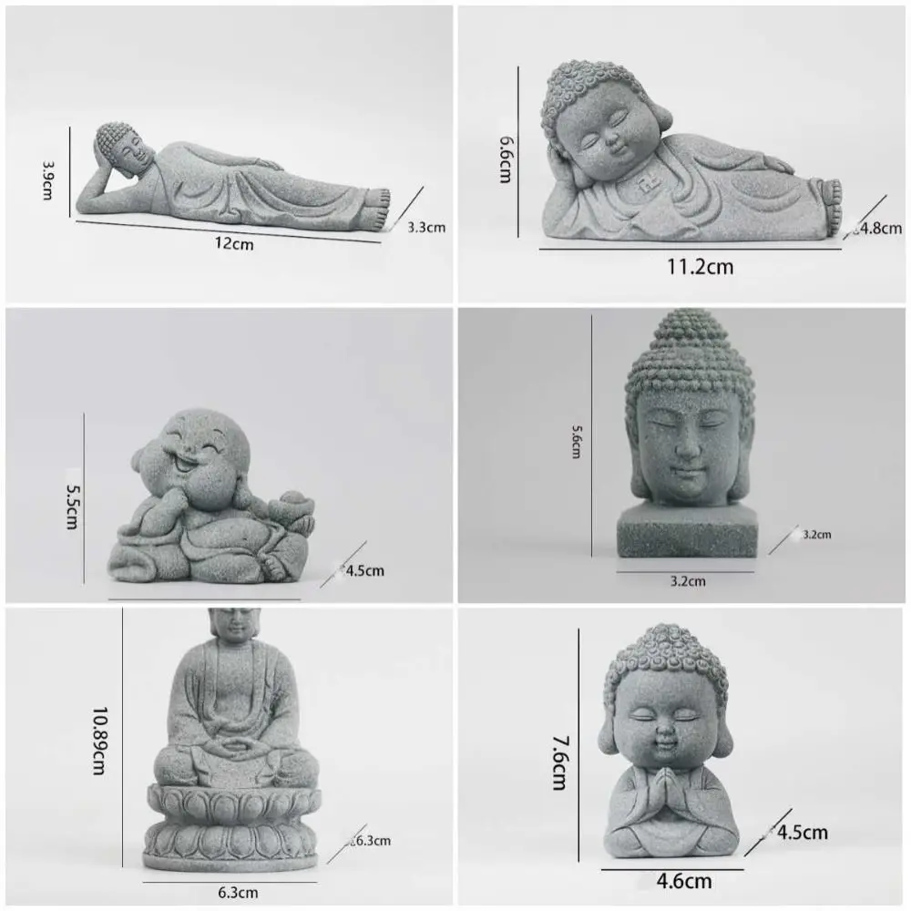 Reclining Buddha Sandstone Buddha Oriental Culture Sitting Posture Buddhist Figurine Ornament Zen Green Sandstone