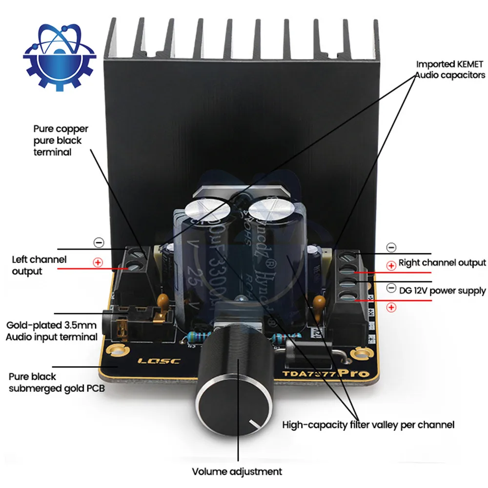 DC 12V TDA7377 Amplifier Board No Noise Amplifier Module Bookshelf Speakers Power Stereo 30W*2 Dual Channel Board DIY Speakers