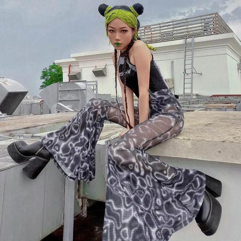 

Модные женские брюки-клеш с высокой талией, полупрозрачные, повседневные, дышащие, удобные, универсальные