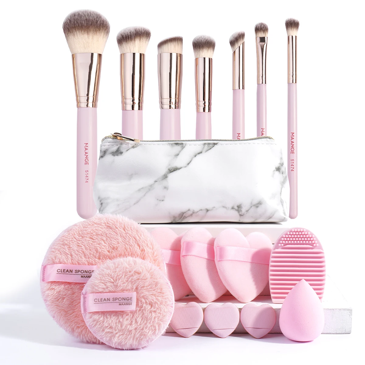 Maange-メイクアップツール,ファンデーション,コンシーラー,ブラシ,リムーバー,クレンジングマット,18個/セット,7個