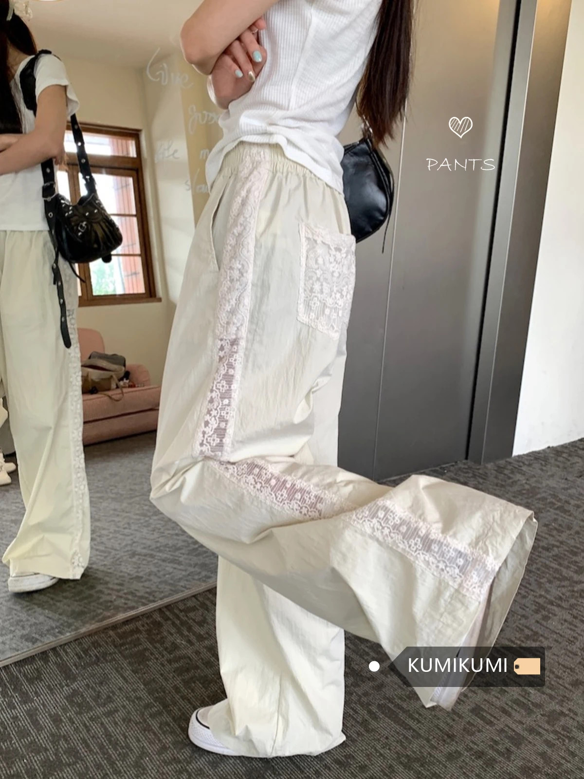 Women White Pants Vintage Y2k Harajuku 90s Aesthetic Baggy Parachute Pants Oversize High Waist Wide Trousers 2000s Clothes 2024