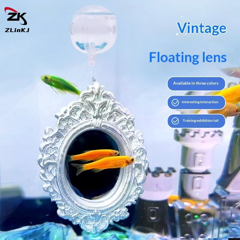 1Pcs Betta Training Mirror Floating Aquarium Decor Vintage Frame For Fighting Fish Exercise Tank Landscape Enrichment Ornament