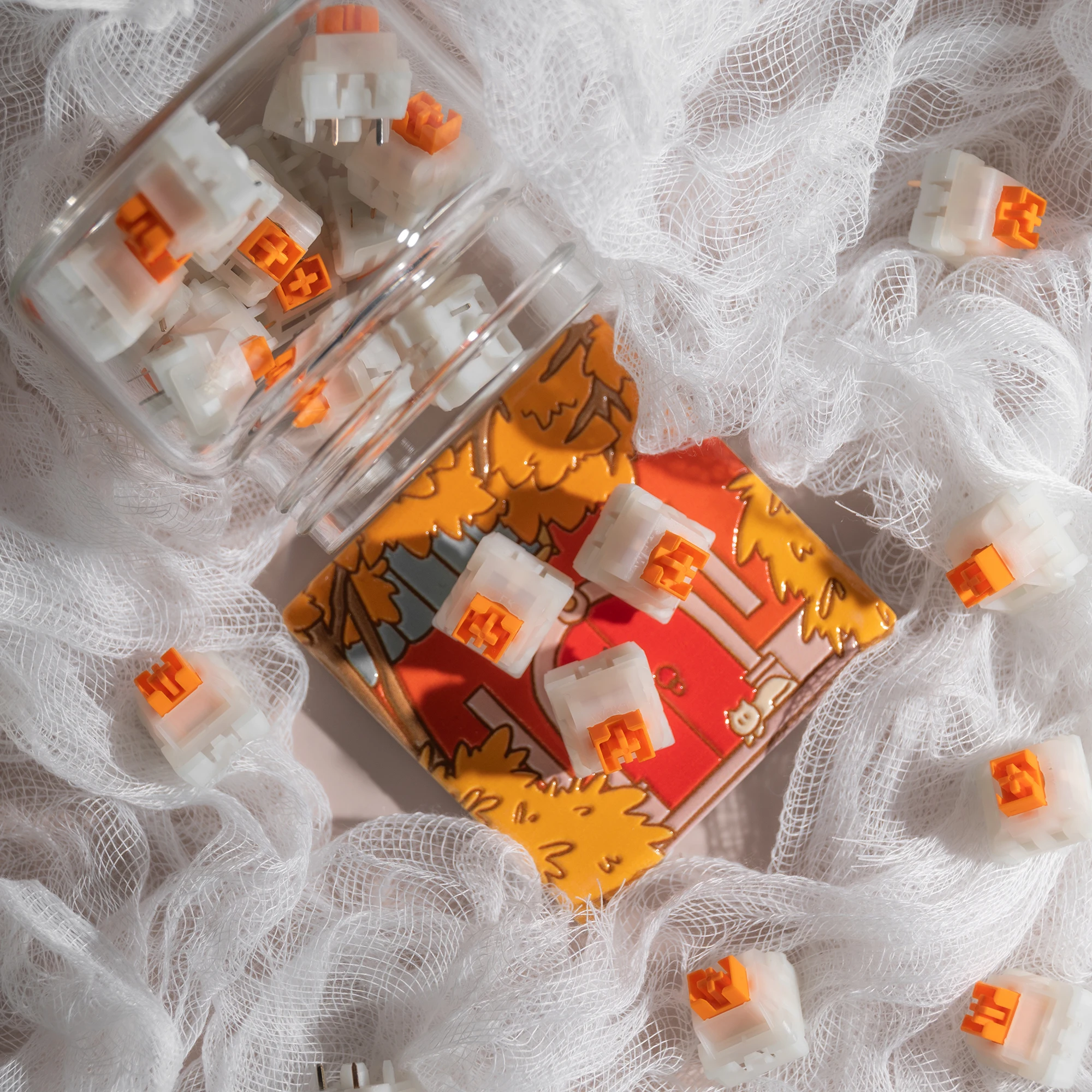 WEKT Cream Orange Switch Milk Orange Linear Switch for Gaming Mechanical Keyboard P1 PA POM Long Spring 45g 31g