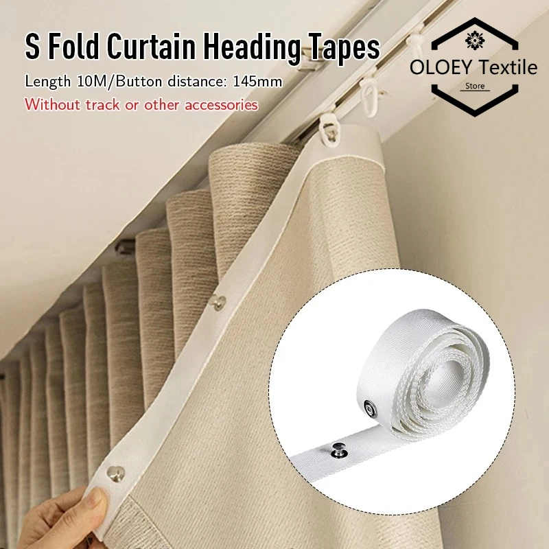 

10Mx6CM S Fold Wave Electric Curtain Track Tape for DIY Home Hotel Curtains Accessories Thickened Fabric Tapes